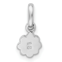 Sterling Silver RH Plated Child's White & Yellow Enamel Daisy Pendant