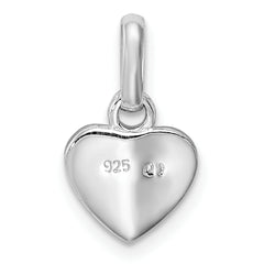 Sterling Silver RH Plated Child's Pink Glittered Enamel Heart Pendant