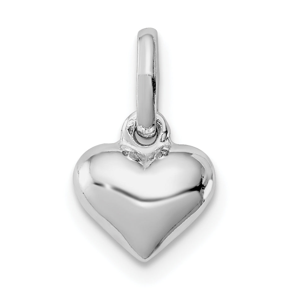 Sterling Silver RH Plated Child's Polished Heart Pendant