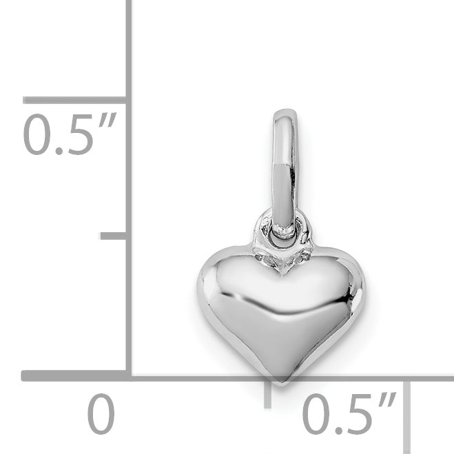 Sterling Silver RH Plated Child's Polished Heart Pendant