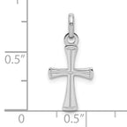 Sterling Silver RH Plated Child's Polished Cross Pendant