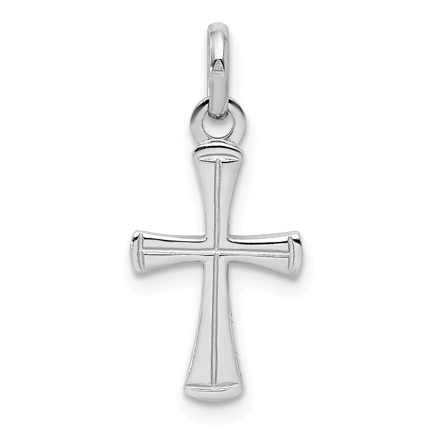 Sterling Silver RH Plated Child's Polished Cross Pendant