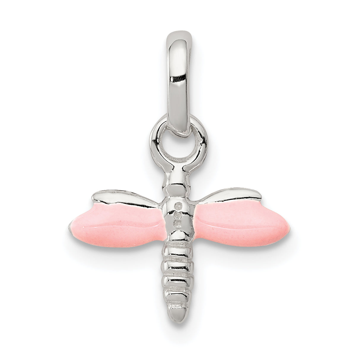 Sterling Silver Children's Pink Enameled Dragonfly Pendant