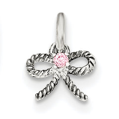 Sterling Silver Pink CZ Bow Kid's Pendant