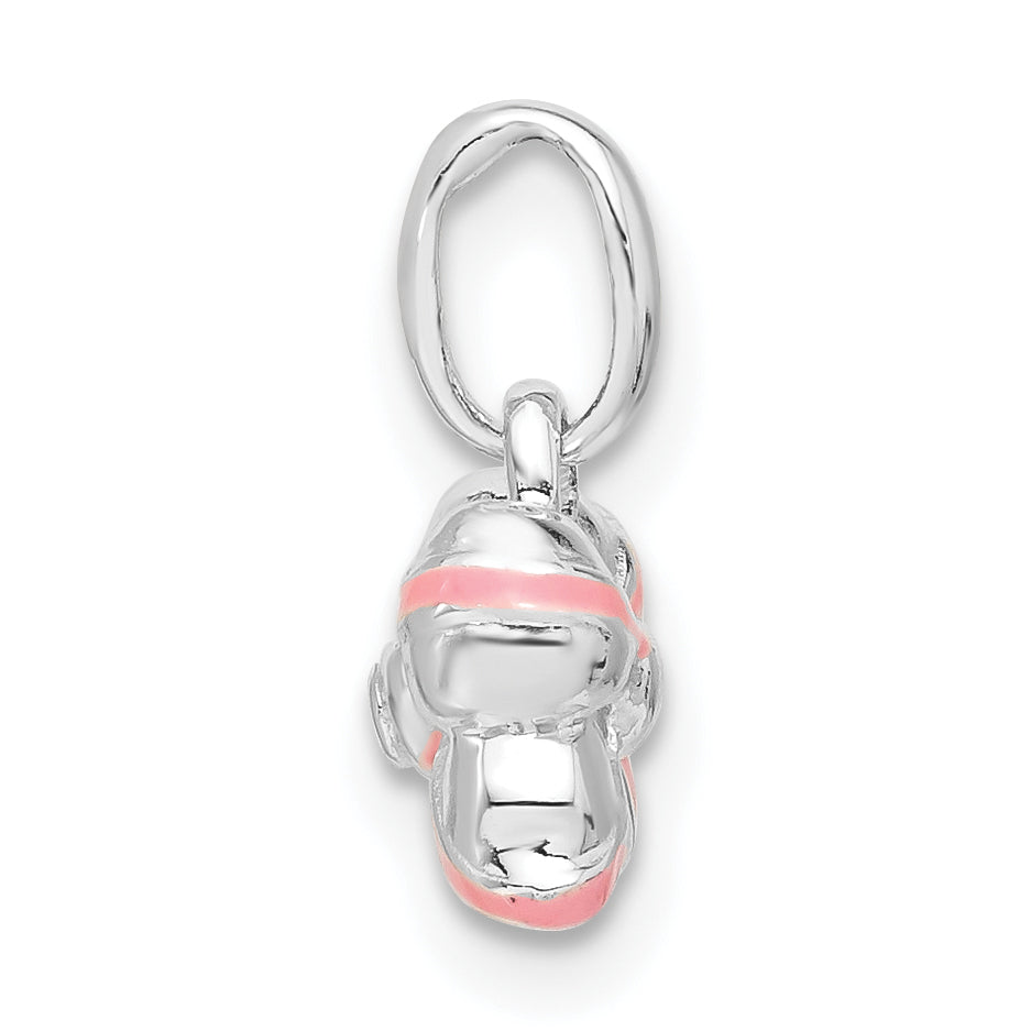 Sterling Silver Pink Enamel Kid's Bow Pendant Secondary image
