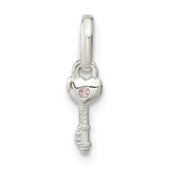 Sterling Silver Pink CZ Key Kid's Pendant