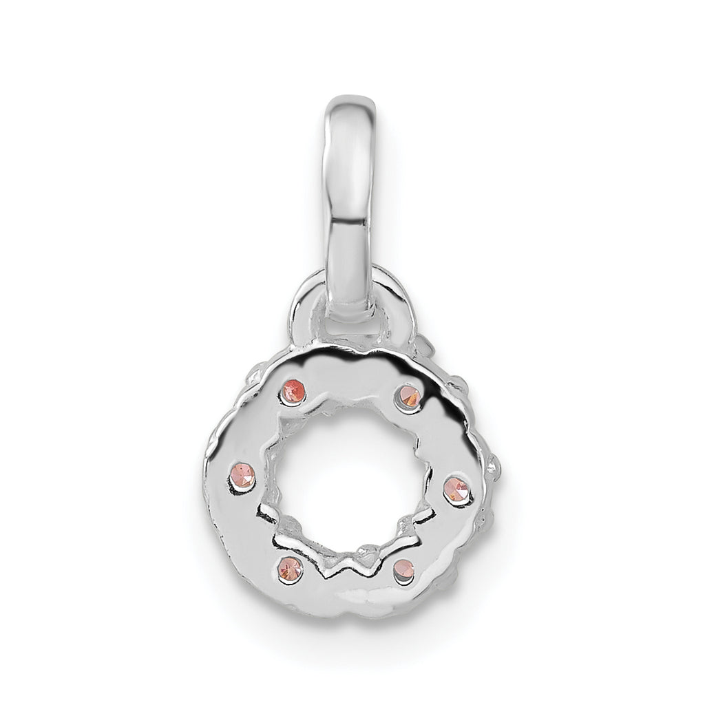 Sterling Silver Pink and White CZ Kid's Circle Pendant
