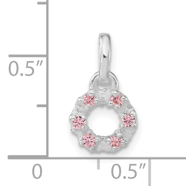 Sterling Silver Pink and White CZ Kid's Circle Pendant