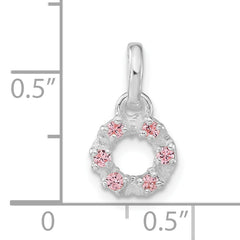Sterling Silver Pink and White CZ Kid's Circle Pendant
