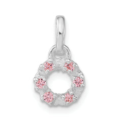 Sterling Silver Children's Polished Pink CZ Circle Pendant