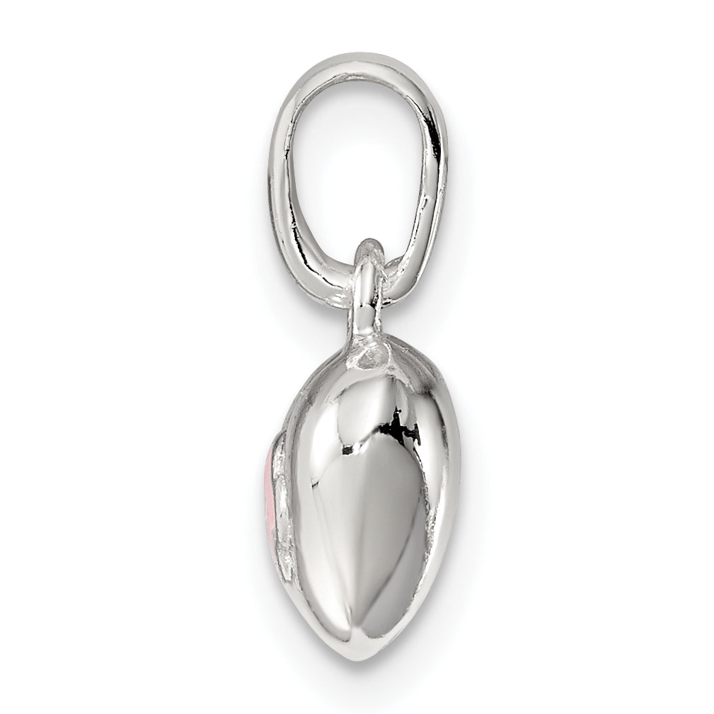 Sterling Silver Pink Enamel Kid's Heart Pendant Secondary image