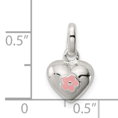 Sterling Silver Pink Enamel Kid's Heart Pendant