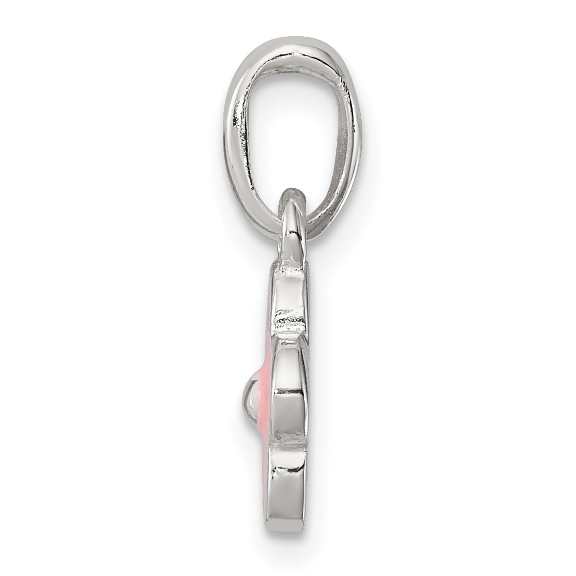 Sterling Silver Pink Enamel Kid's Flower Pendant Secondary image