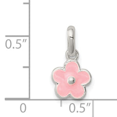 Sterling Silver Pink Enamel Kid's Flower Pendant