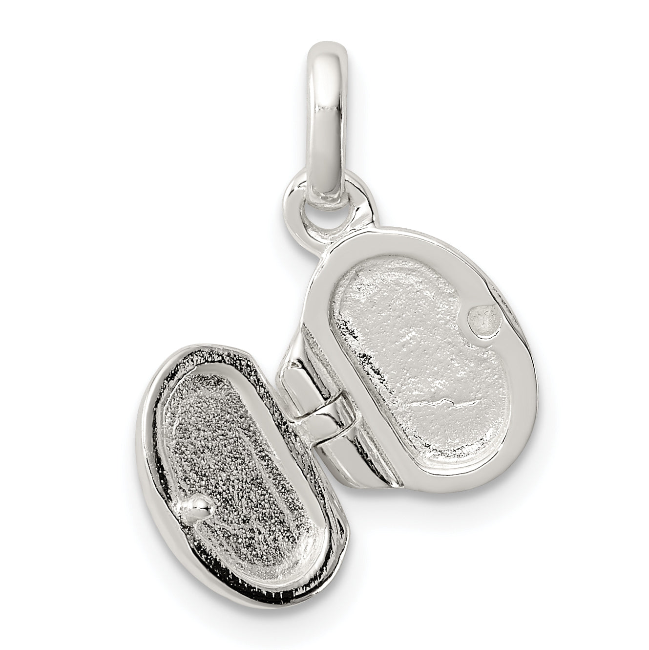 Sterling Silver Pink Enamel Oval Flower Locket Pendant