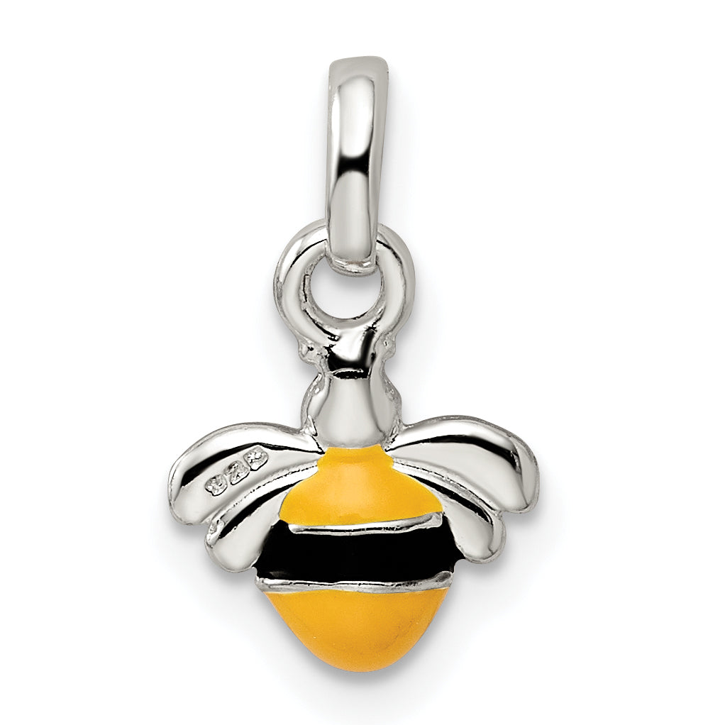 Sterling Silver Children's Yellow/Black Enameled Bee Pendant