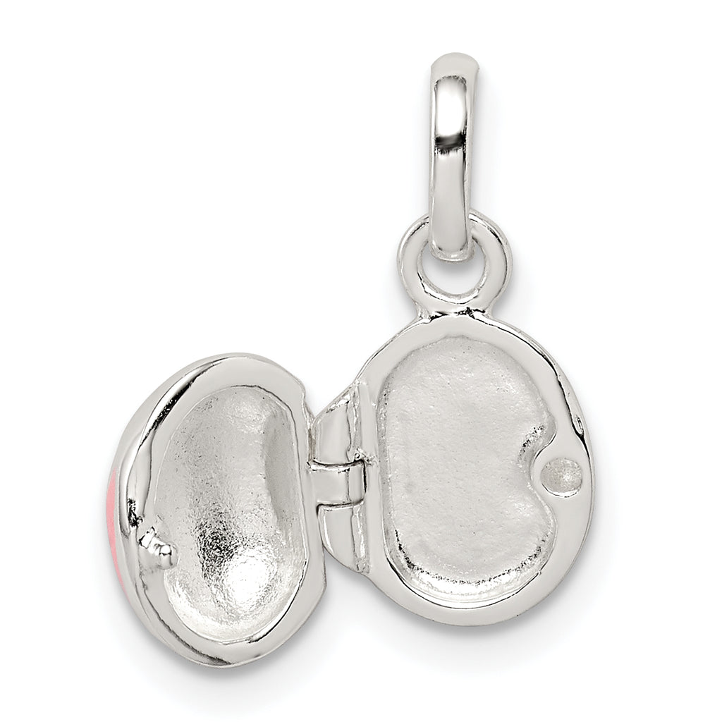 Sterling Silver Pink Enamel Ladybug Locket Pendant