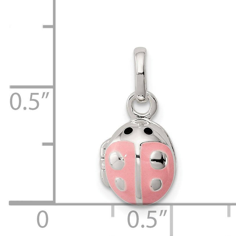 Sterling Silver Pink Enamel Ladybug Locket Pendant