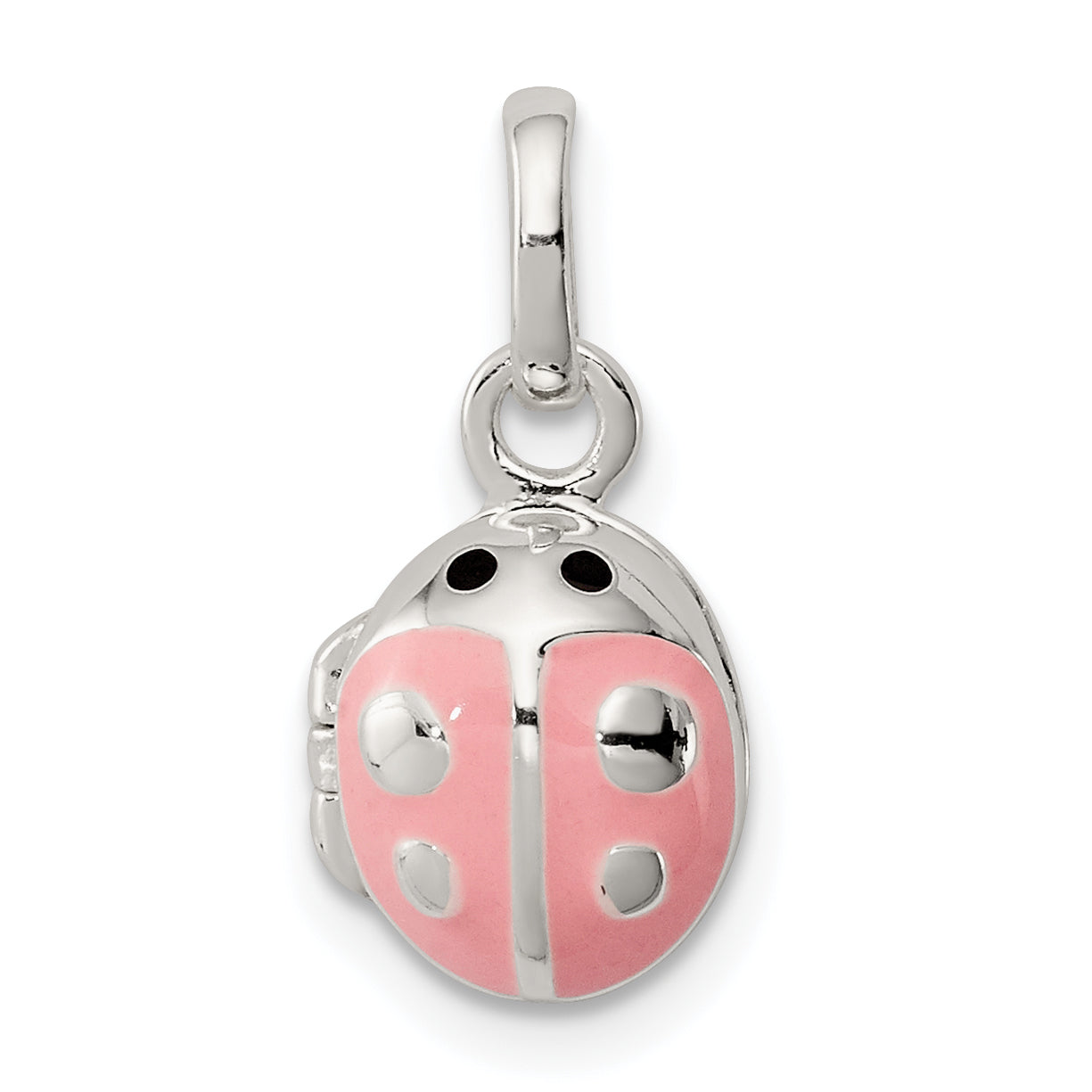 Sterling Silver Pink & Black Enamel Ladybug Locket Children's Pendant Main image