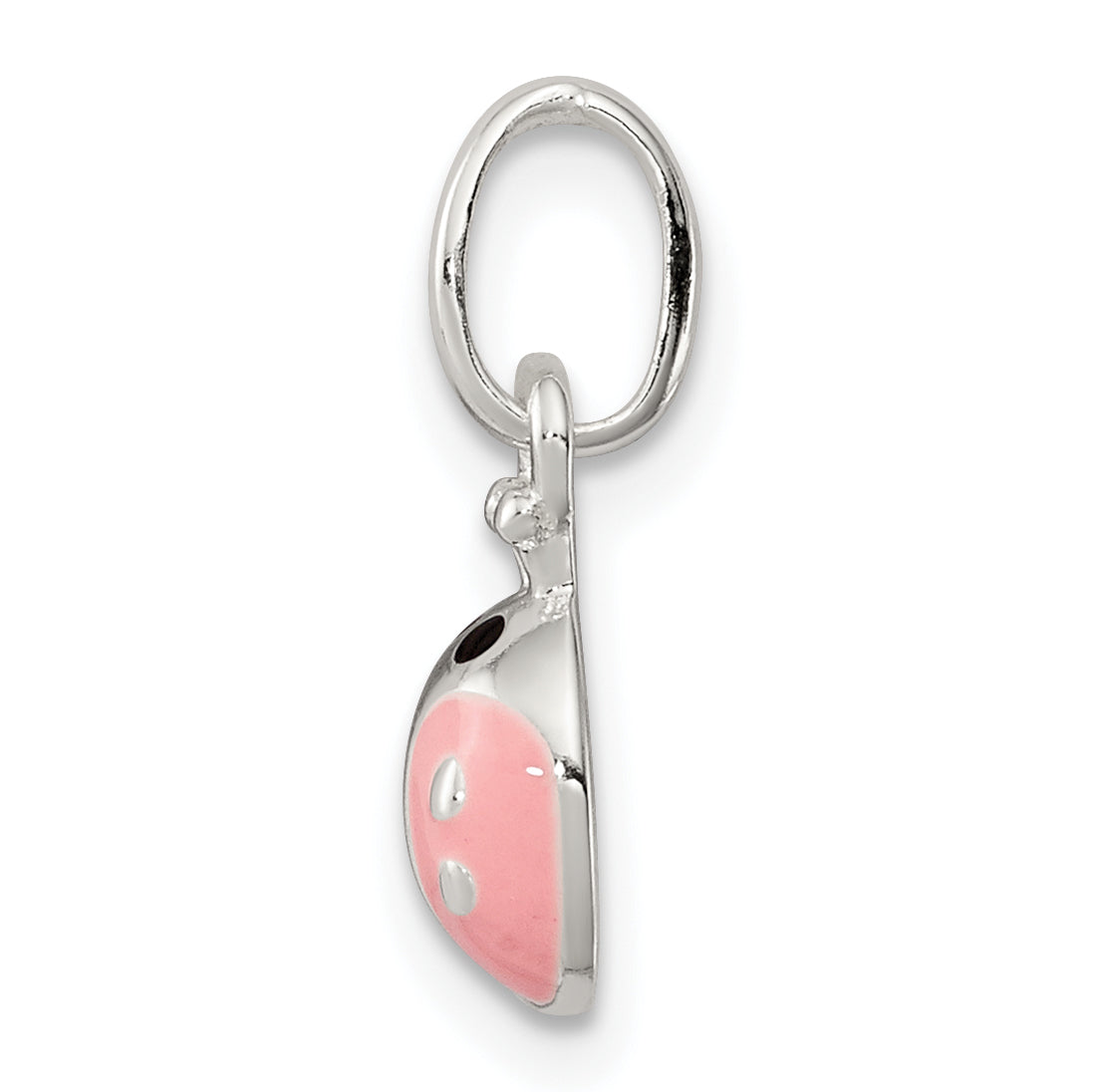 Sterling Silver Pink Enamel Kid's Ladybug Pendant Secondary image