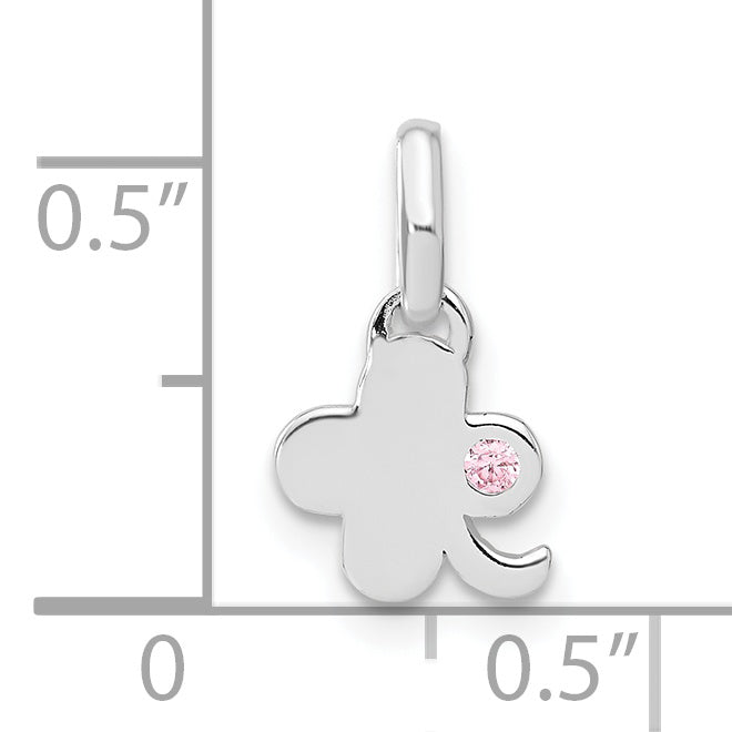 Sterling Silver Pink CZ Clover Kid's Pendant