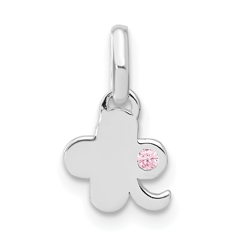 Sterling Silver Pink CZ Clover Kid's Pendant