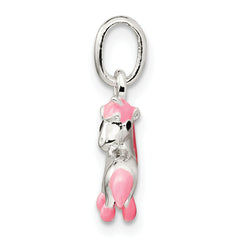 Sterling Silver Pink Enamel Kid's Horse Pendant