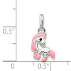 Sterling Silver Pink Enamel Kid's Horse Pendant