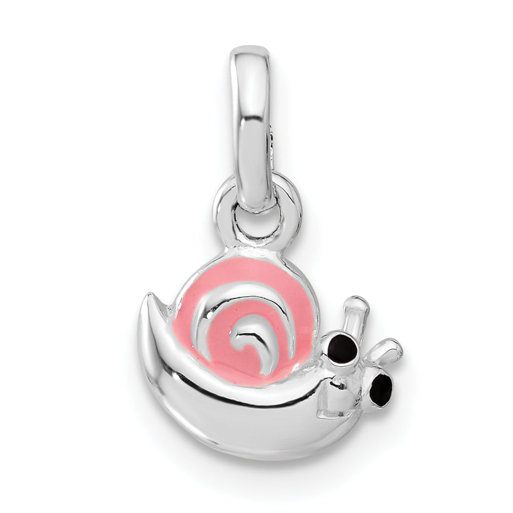 Sterling Silver Pink Enamel Snail Kid's Pendant