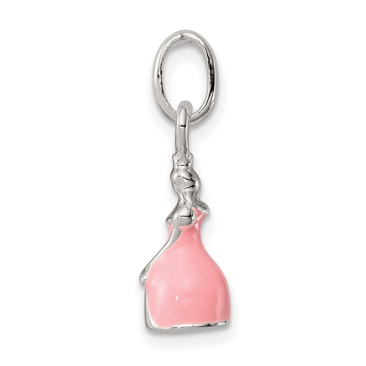 Sterling Silver Children's Pink Enameled Princess Pendant Secondary image