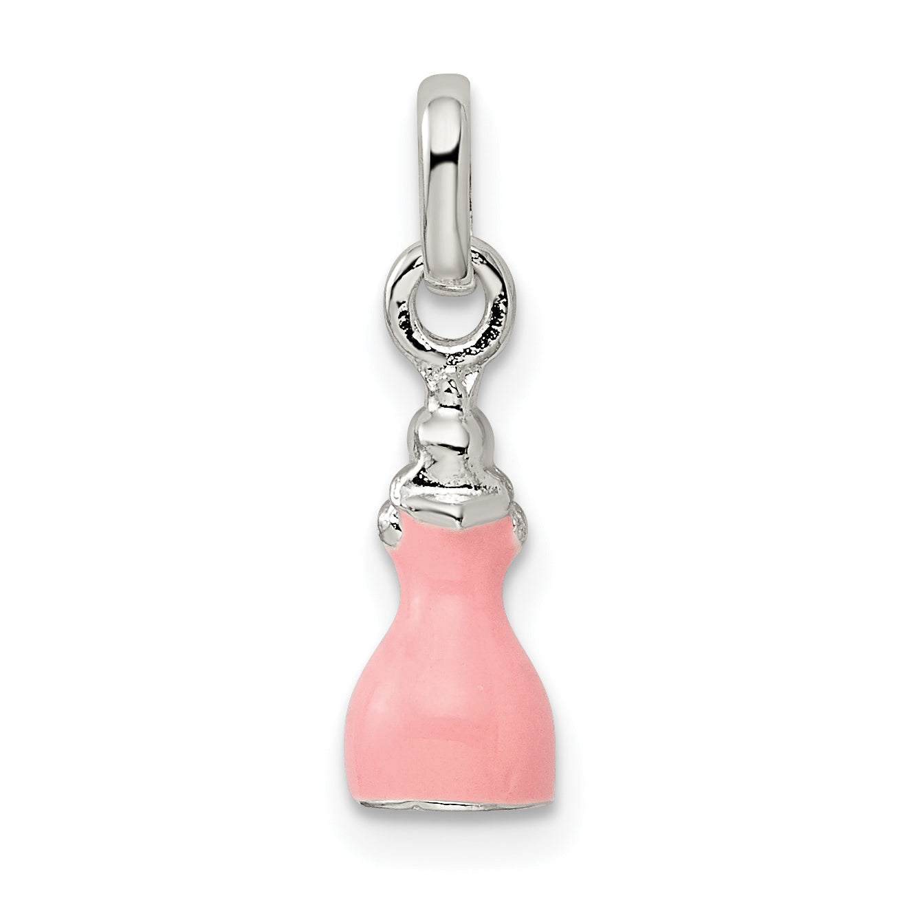 Sterling Silver Children's Pink Enameled Princess Pendant