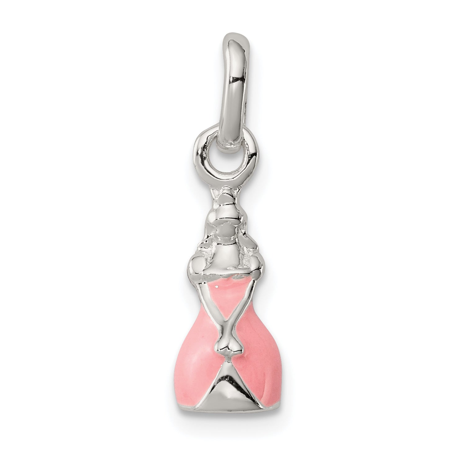 Sterling Silver Children's Pink Enameled Princess Pendant