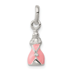 Sterling Silver Children's Pink Enameled Princess Pendant