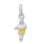 Sterling Silver Children's Yellow Enameled Hawaiian Girl Pendant