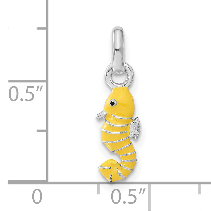 Sterling Silver Children's Yellow Enameled Seahorse Pendant