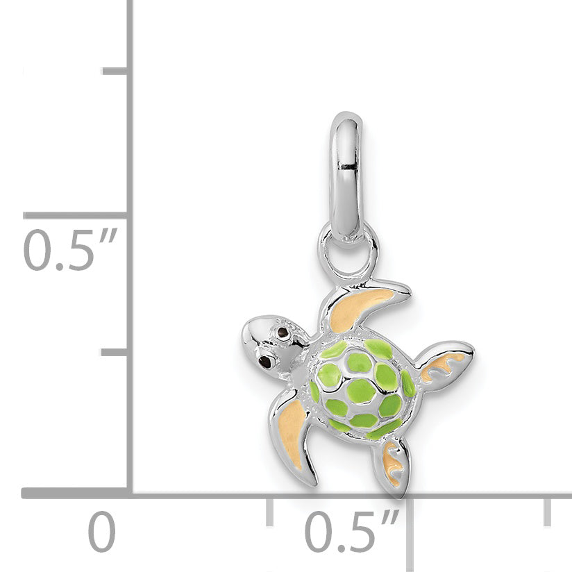 Sterling Silver Children's Enameled Sea Turtle Pendant