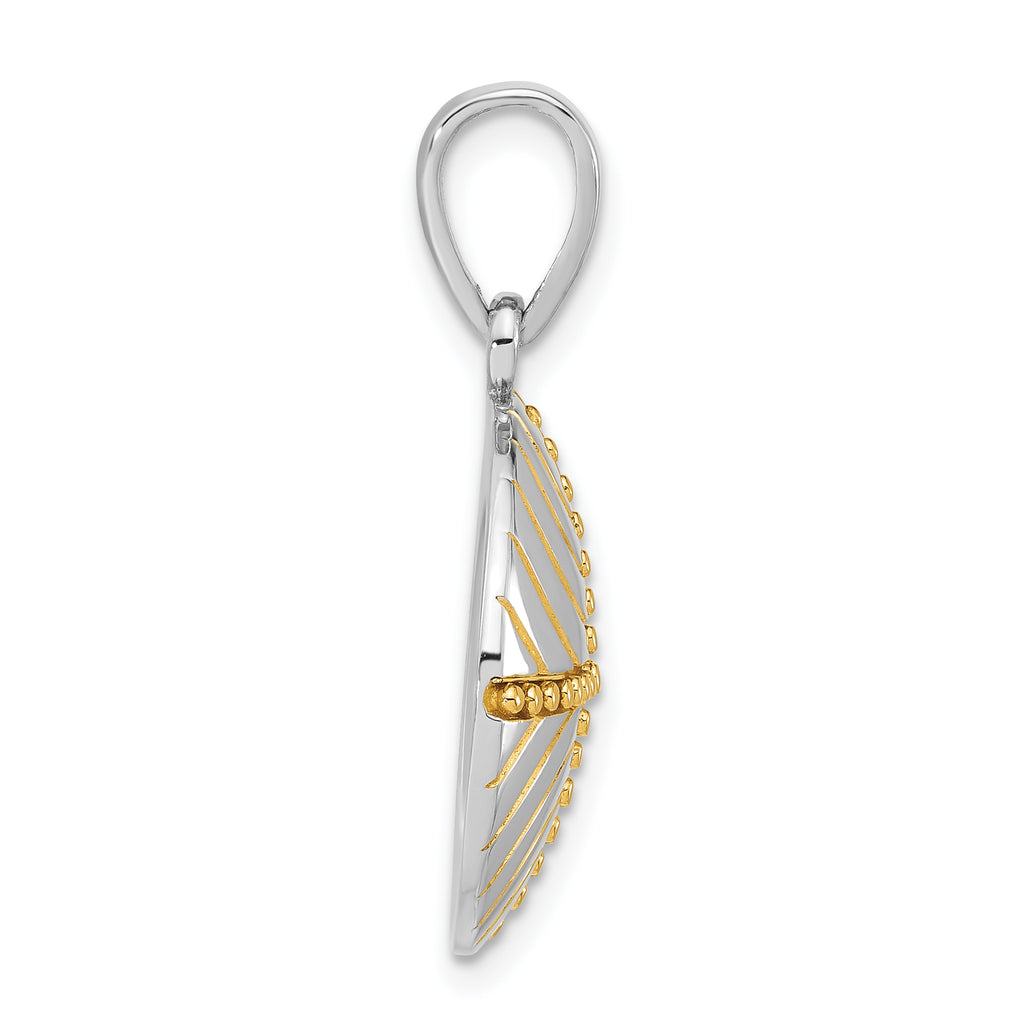Sterling Silver Gold-plated Rhodium Antiqued Round Pendant