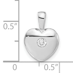 Sterling Silver Polished CZ Heart Pendant