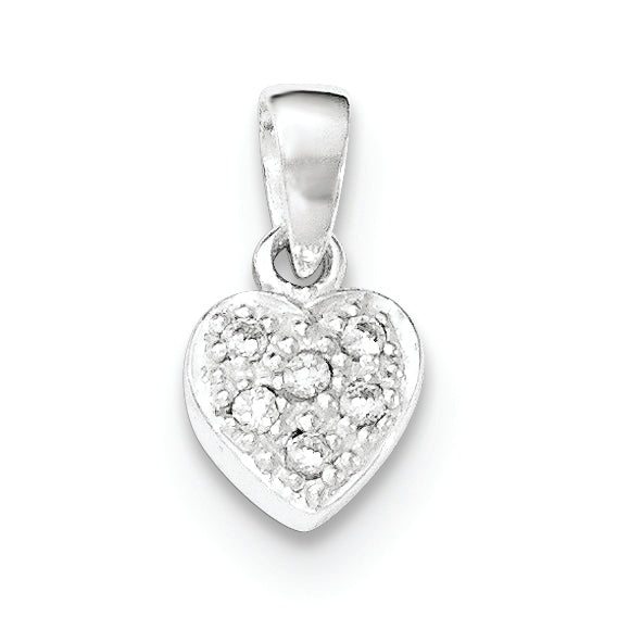 Sterling Silver Polished CZ Heart Pendant