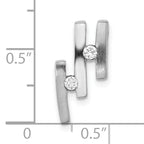 Sterling Silver Brushed And Polished CZ Slide