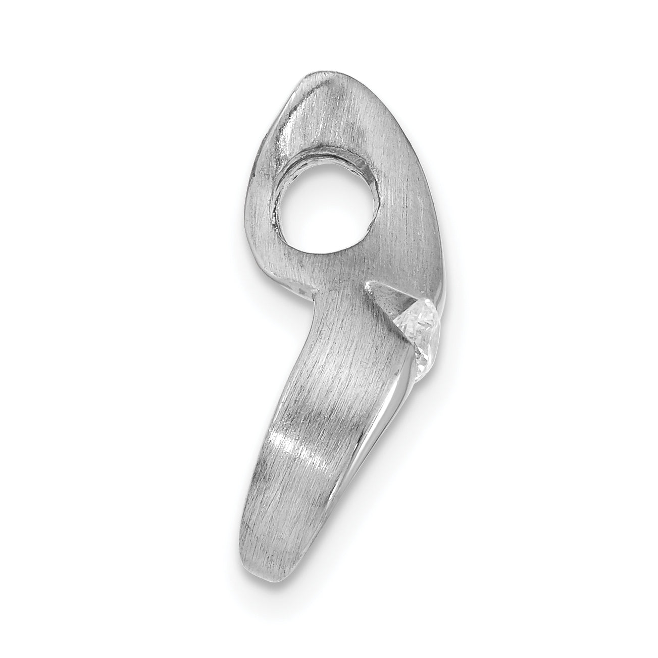 Sterling Silver Brushed And Polished CZ Slide Secondary image