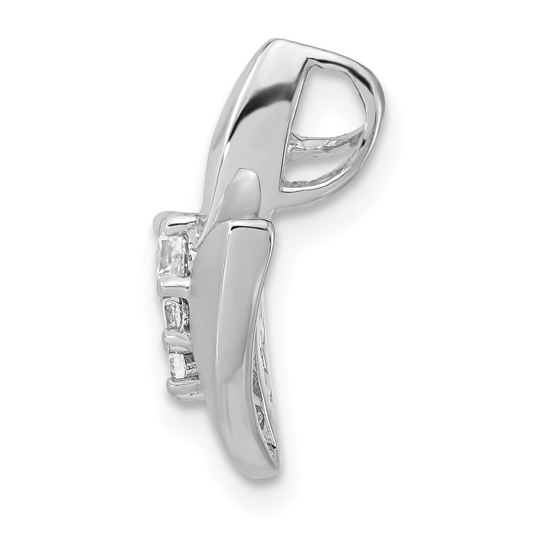 Sterling Silver Polished And Brushed CZ Slide Secondary image
