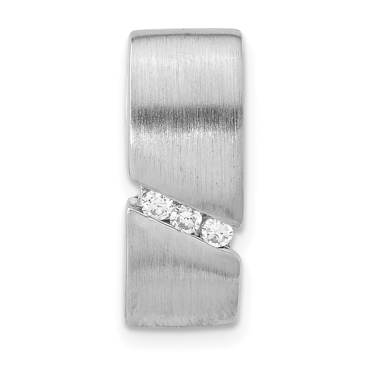 Sterling Silver Brushed CZ Slide Main image