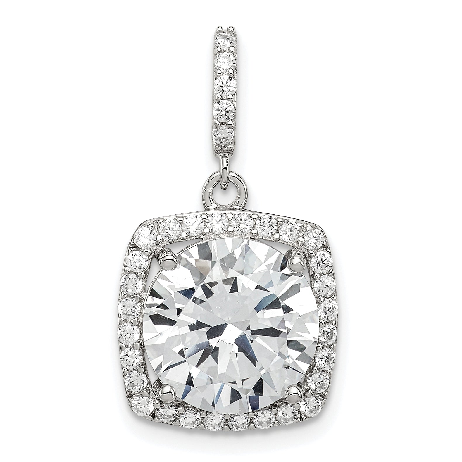 Sterling Silver Rhodium-plated Polished CZ Pendant Main image