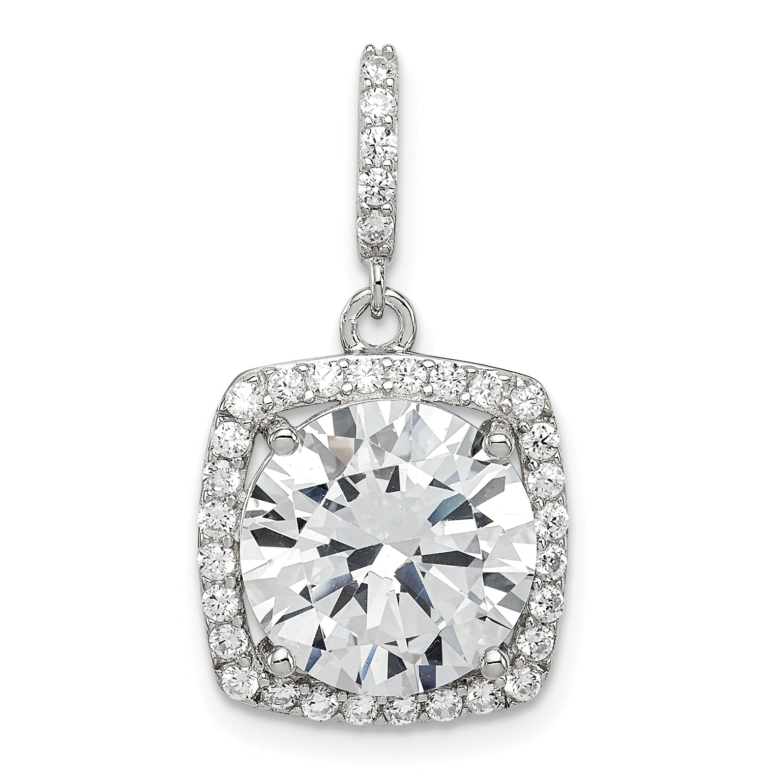 Sterling Silver Rhodium-plated Polished CZ Pendant