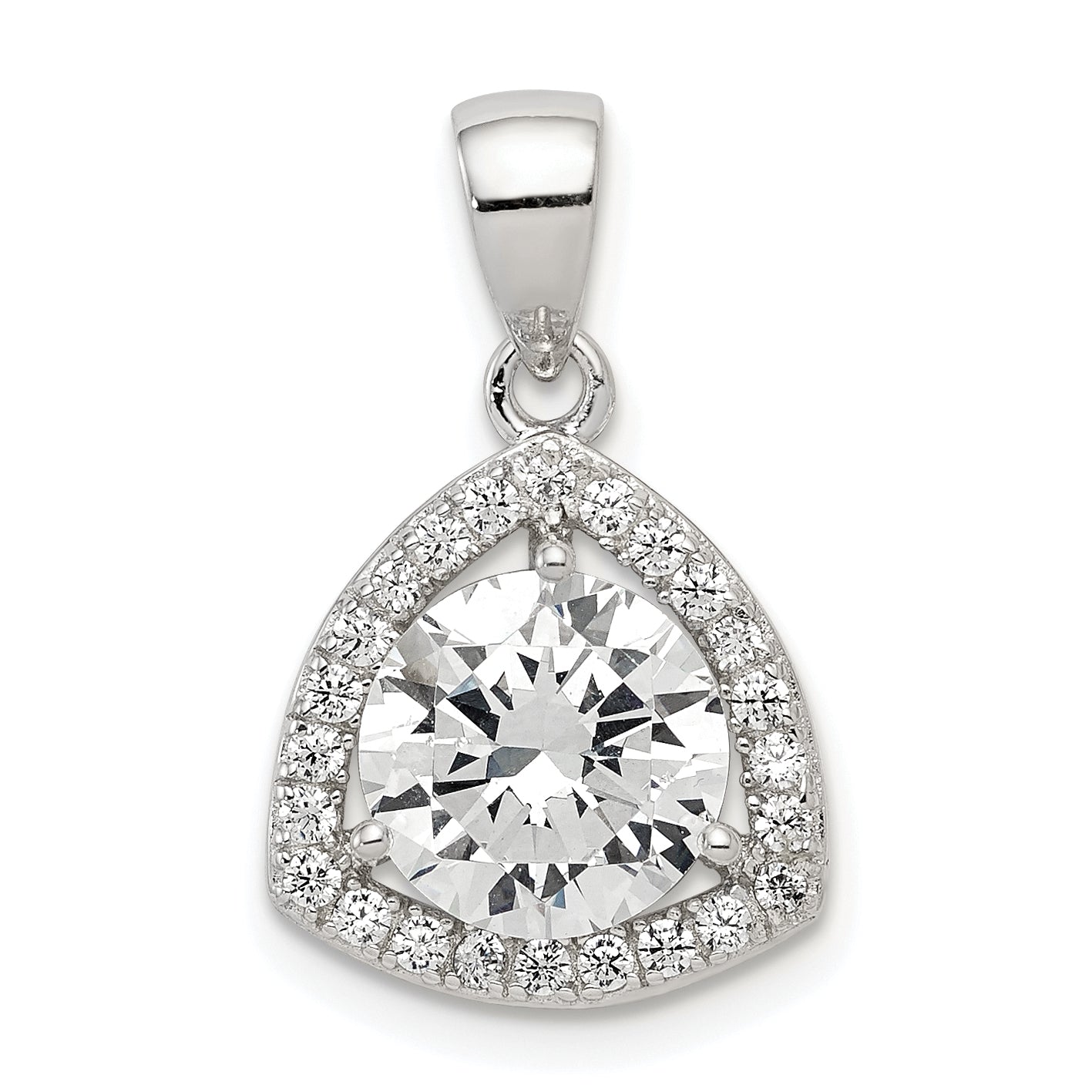 Sterling Silver Rhodium-plated Polished CZ Pendant Main image