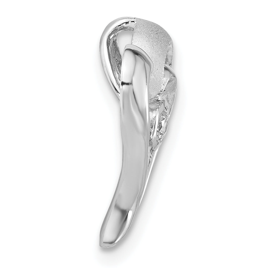 Sterling Silver Polished and Satin CZ Heart Chain Slide Secondary image