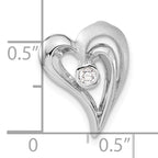 Sterling Silver Polished and Satin CZ Heart Chain Slide