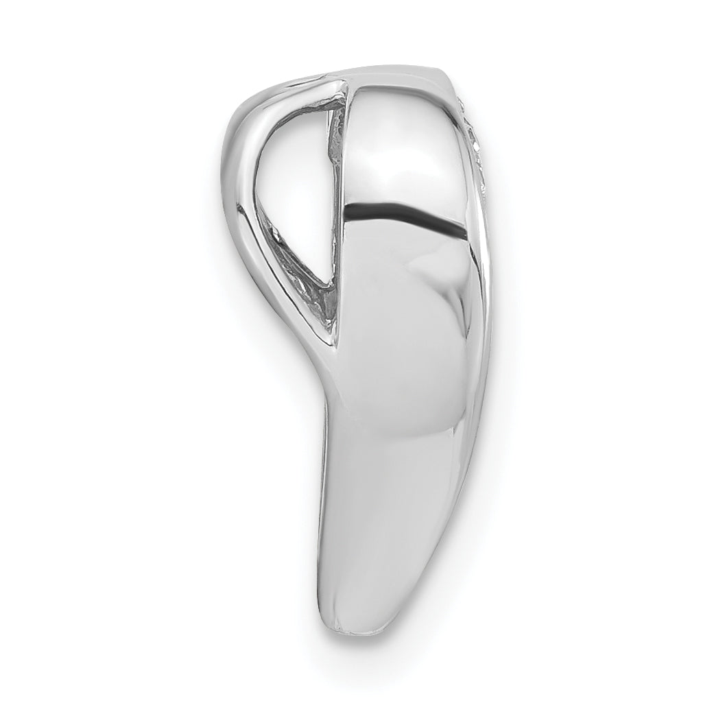 Sterling Silver Polished & Textured CZ Heart Chain Slide Pendant Secondary image
