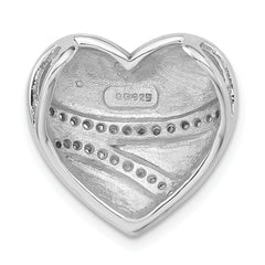 Sterling Silver Blk Rhod Polished CZ Heart Chain Slide Pendant